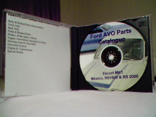 Ford AVO Parts Catalogue Mexico, RS1600 & RS2000 on CD